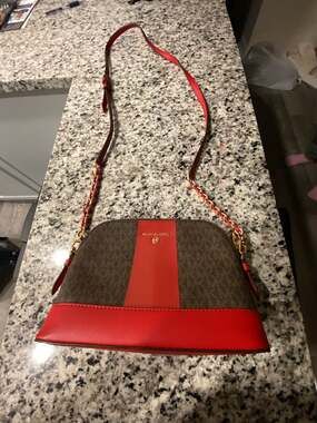 Michael Kors Jet Set Charm Large Dome Crossbody in Brown and Red